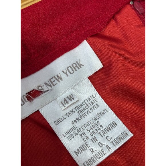 Jones New York Womens Skirt Plus Sz 14W Red Knee Length Career Lined Pleated NWT - Picture 5 of 7